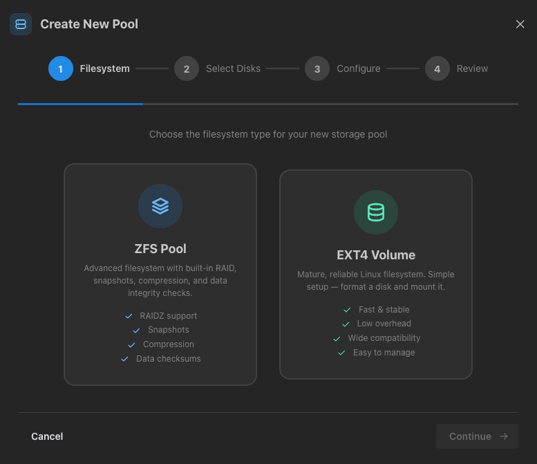 NovaNAS Storage Management